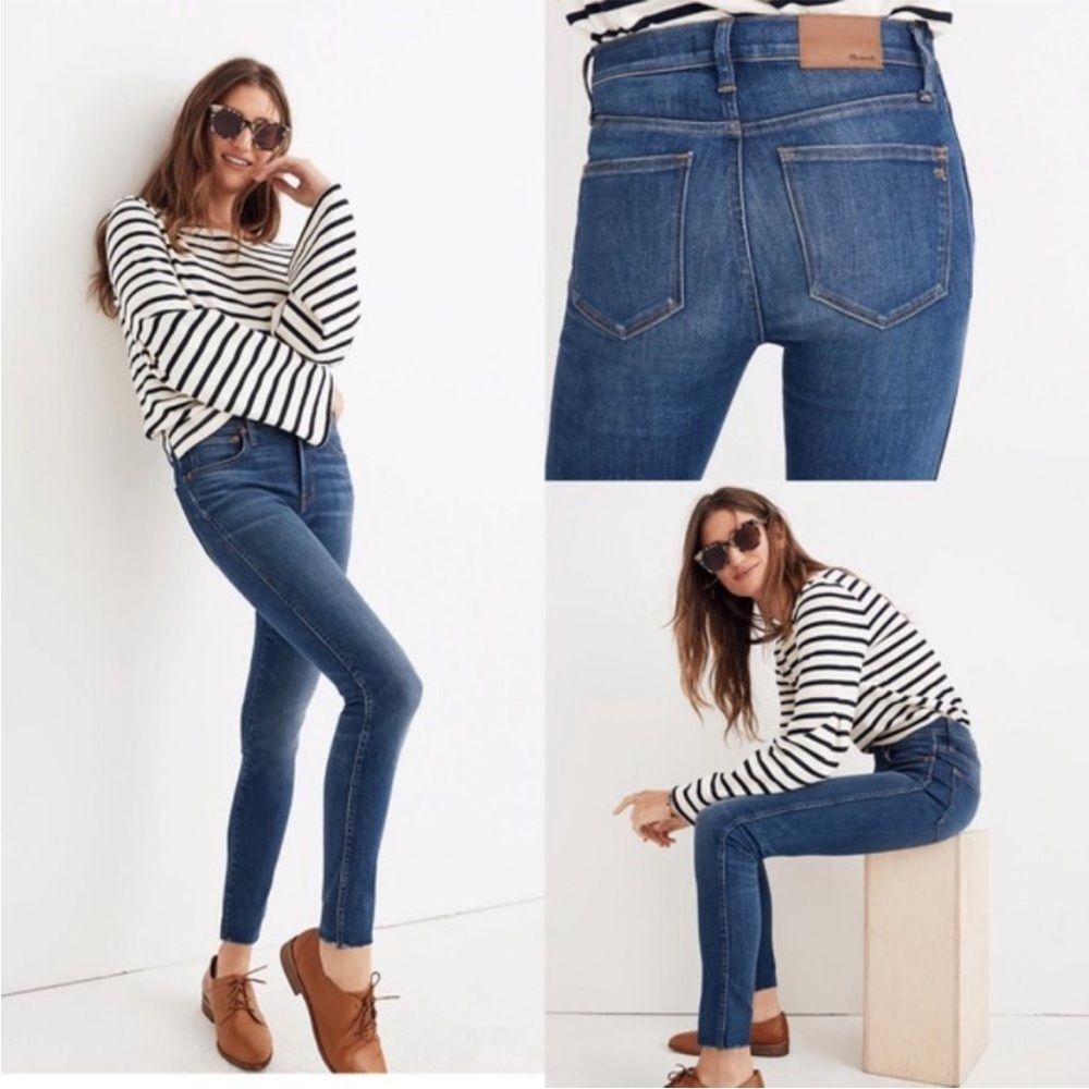 Madewell 9" High Rise Skinny Jeans Raw Hem Medium Wash, Size 24
